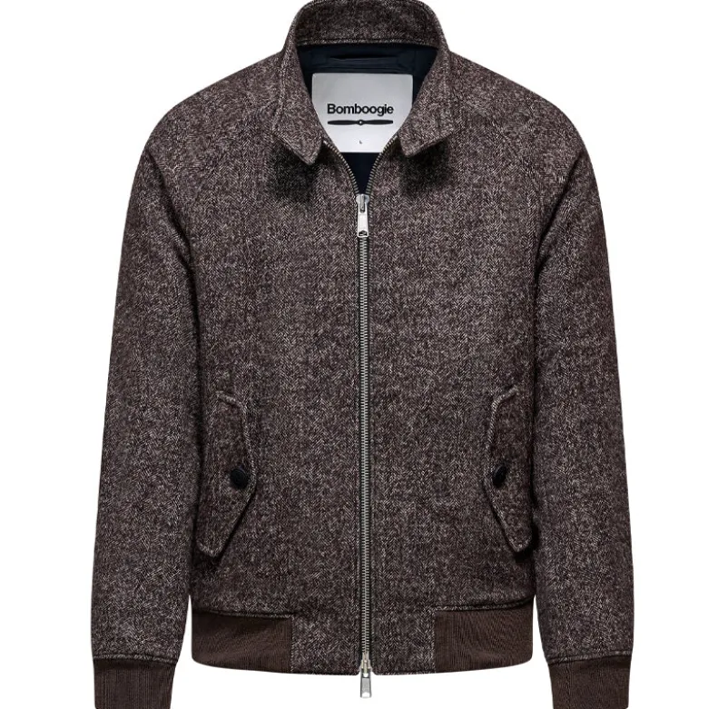 Giacca uomo bomber lana spigato